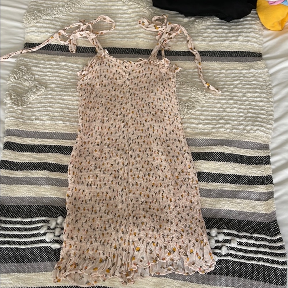 Free people mini bodycon dress with tie straps